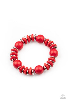 Rustic Rival - Red Crackle Stone Stretchy Bracelet Paparazzi Accessories
