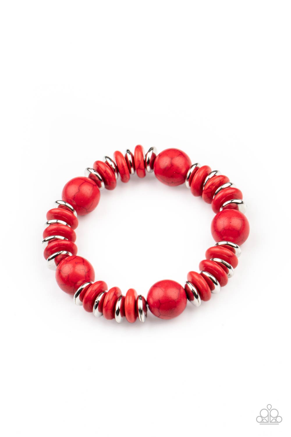 Rustic Rival - Red Crackle Stone Stretchy Bracelet Paparazzi Accessories
