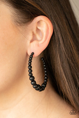 Glamour Graduate - Black Hoop Earrings Paparazzi Accessories