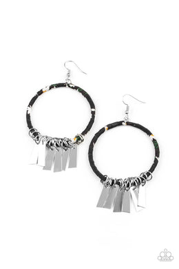 Garden Chimes - Black Floral Earrings Paparazzi Accessories