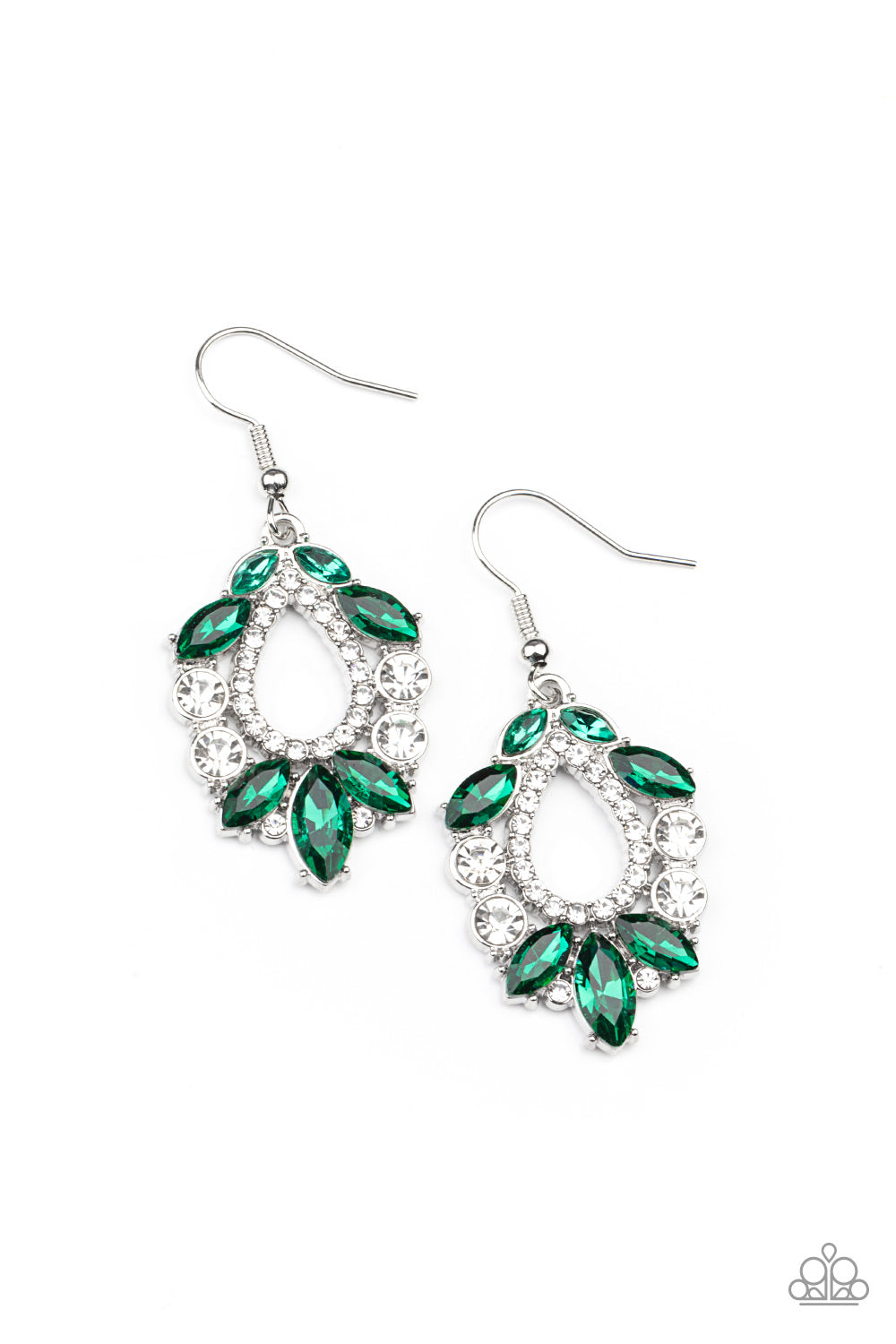 New Age Noble - Green Rhinestone Earrings Paparazzi Accessories