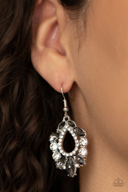 New Age Noble - Silver Rhinestone Earrings Paparazzi Accessories