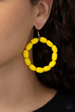 Load image into Gallery viewer, Living The WOOD Life - Yellow Wood Earrings Paparazzi Accessories