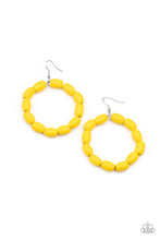 Load image into Gallery viewer, Living The WOOD Life - Yellow Wood Earrings Paparazzi Accessories