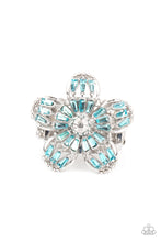 Load image into Gallery viewer, Botanical Ballroom - Blue Rhinestone Floral Ring Paparazzi Accessories