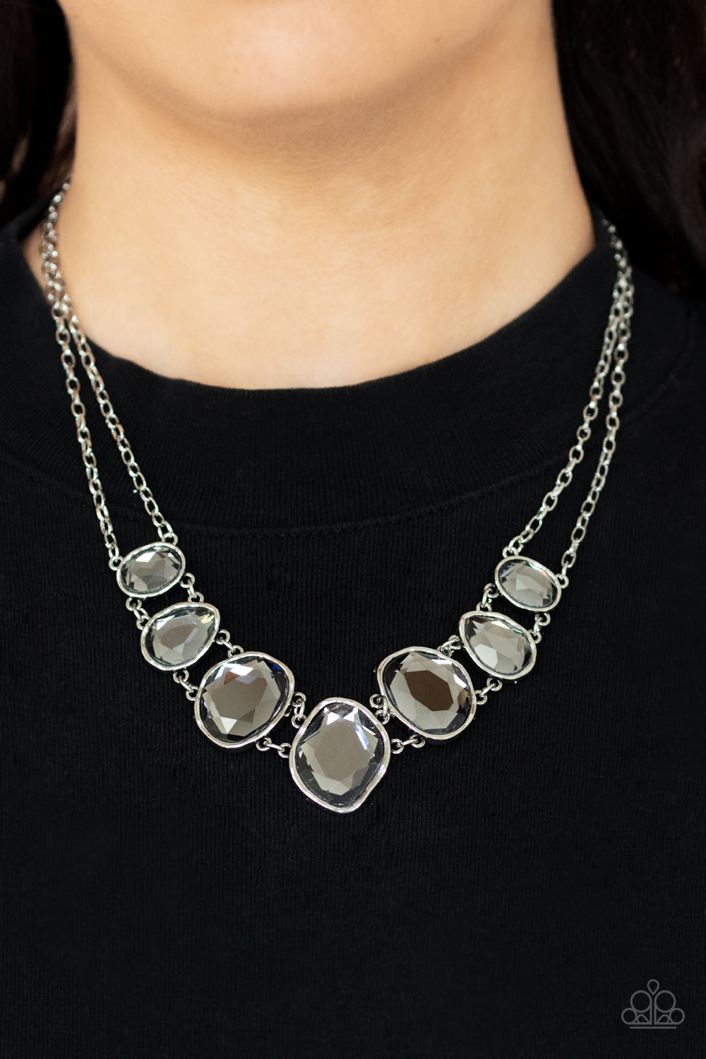 Absolute Admiration - Silver Gem Necklace Paparazzi Accessories