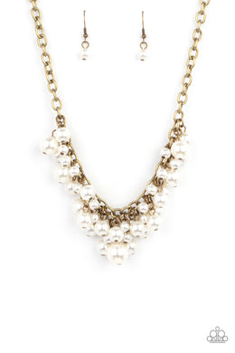 Down For The COUNTESS - Brass Pearl Necklace Paparazzi Accessories