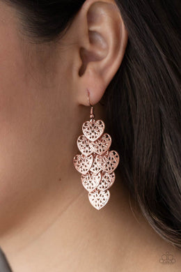 Shimmery Soulmates - Copper Heart Earrings Paparazzi Accessories