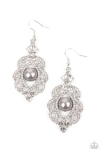 Load image into Gallery viewer, Rhinestone Renaissance - Silver Pearl and Rhinestone Earrings Paparazzi Accessories