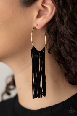 Flauntable Fringe - Gold Hoop Earrings Paparazzi Accessories