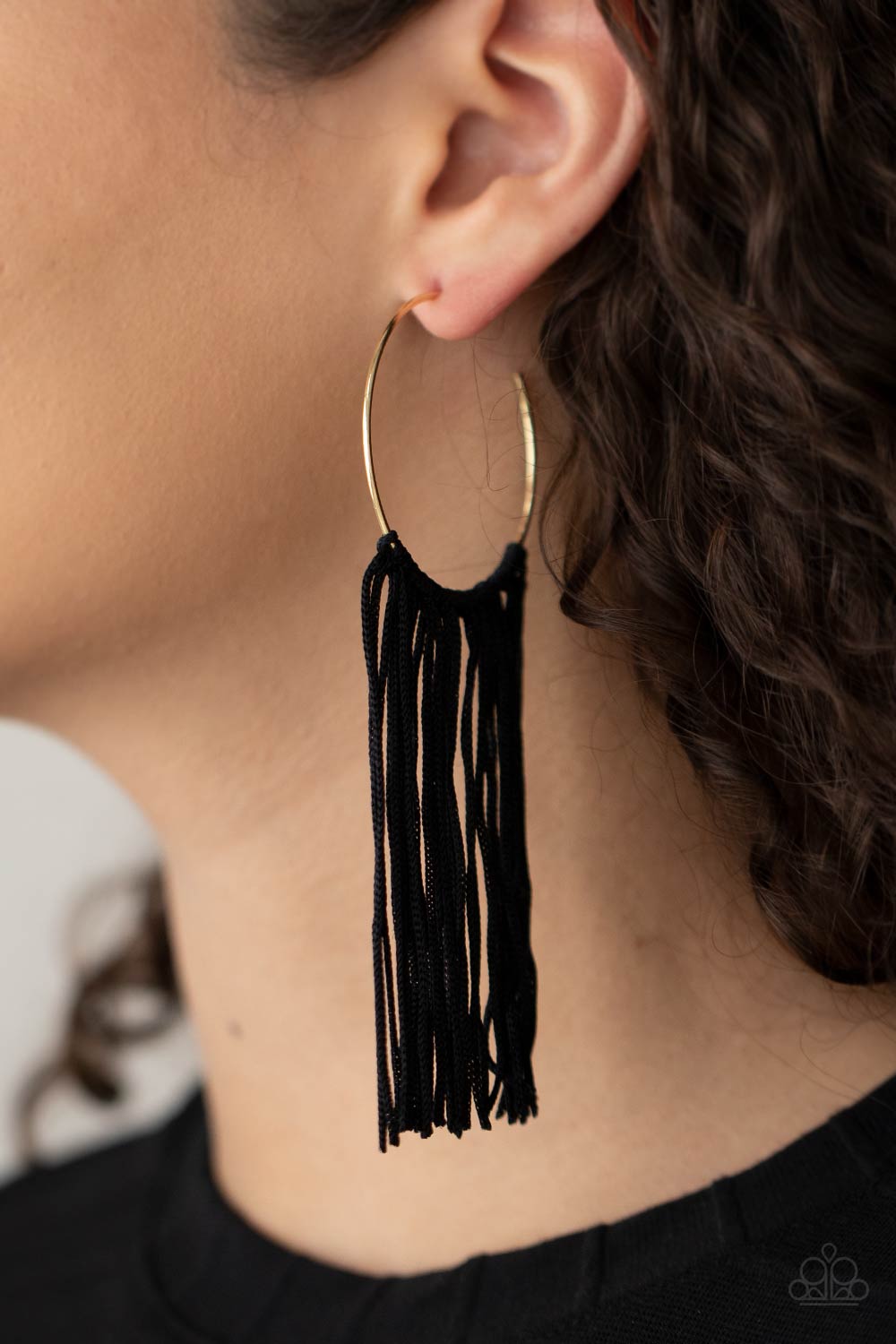 Flauntable Fringe - Gold Hoop Earrings Paparazzi Accessories