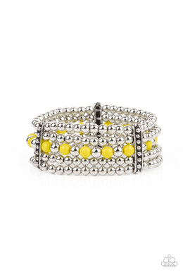 Gloss Over The Details - Yellow Stretchy Bracelet Paparazzi Accessories