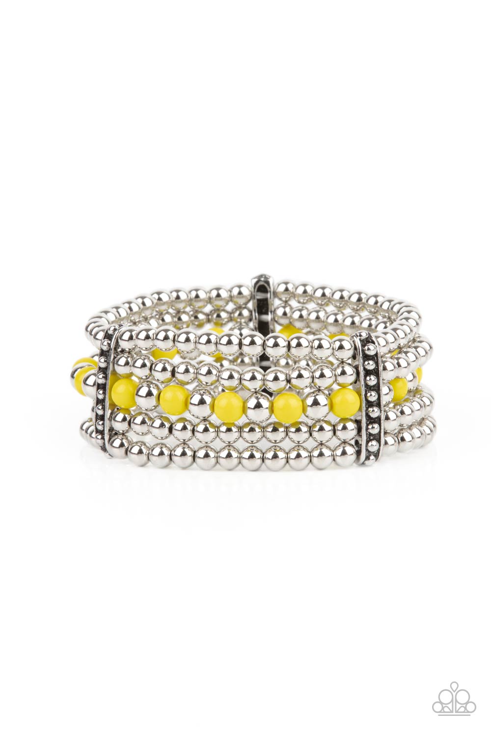 Gloss Over The Details - Yellow Stretchy Bracelet Paparazzi Accessories