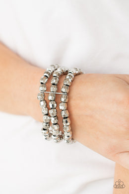 Magnetically Maven - Silver Stretchy Bracelet Paparazzi Accessories