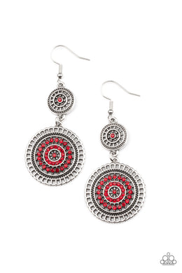 Bohemian Bedazzle - Red Rhinestone Earrings Paparazzi Accessories