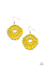 Load image into Gallery viewer, SPOKE Too Soon - Yellow Wooden Earrings Paparazzi Accessories