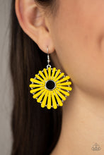 Load image into Gallery viewer, SPOKE Too Soon - Yellow Wooden Earrings Paparazzi Accessories