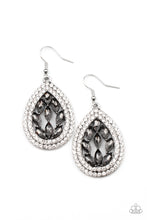 Load image into Gallery viewer, Encased Elegance - Silver Rhinestone Earrings Paparazzi Accessories