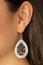 Load image into Gallery viewer, Encased Elegance - Silver Rhinestone Earrings Paparazzi Accessories