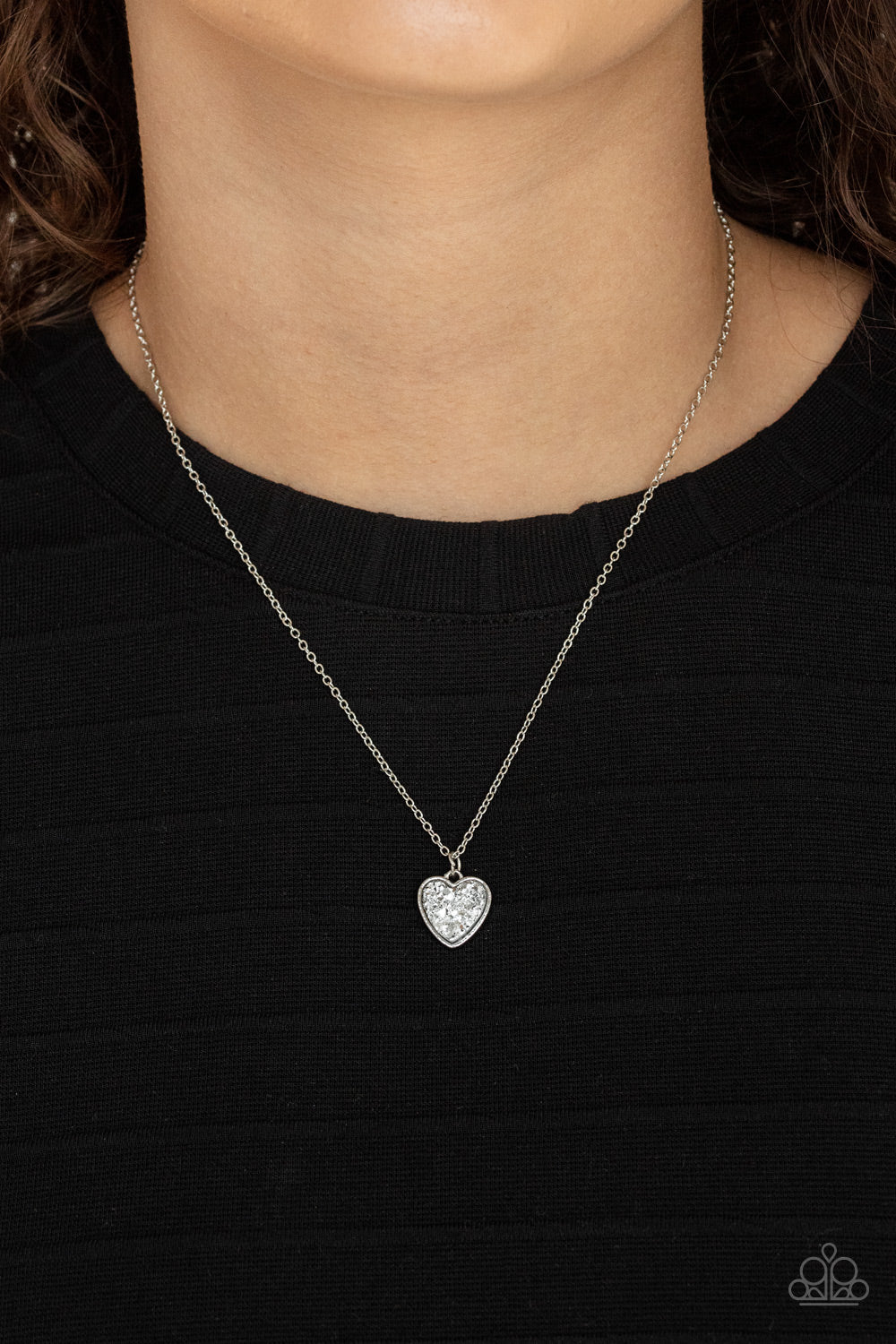 Pitter-Patter, Goes My Heart - Silver Heart Necklace Paparazzi Accessories