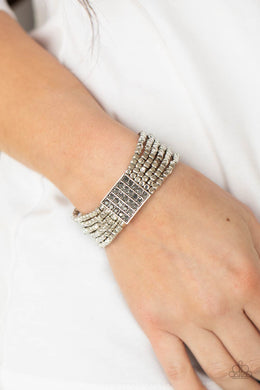 Star-Studded Showcase - Silver Seed Bead Rhinestone Stretchy Bracelet Paparazzi Accessories