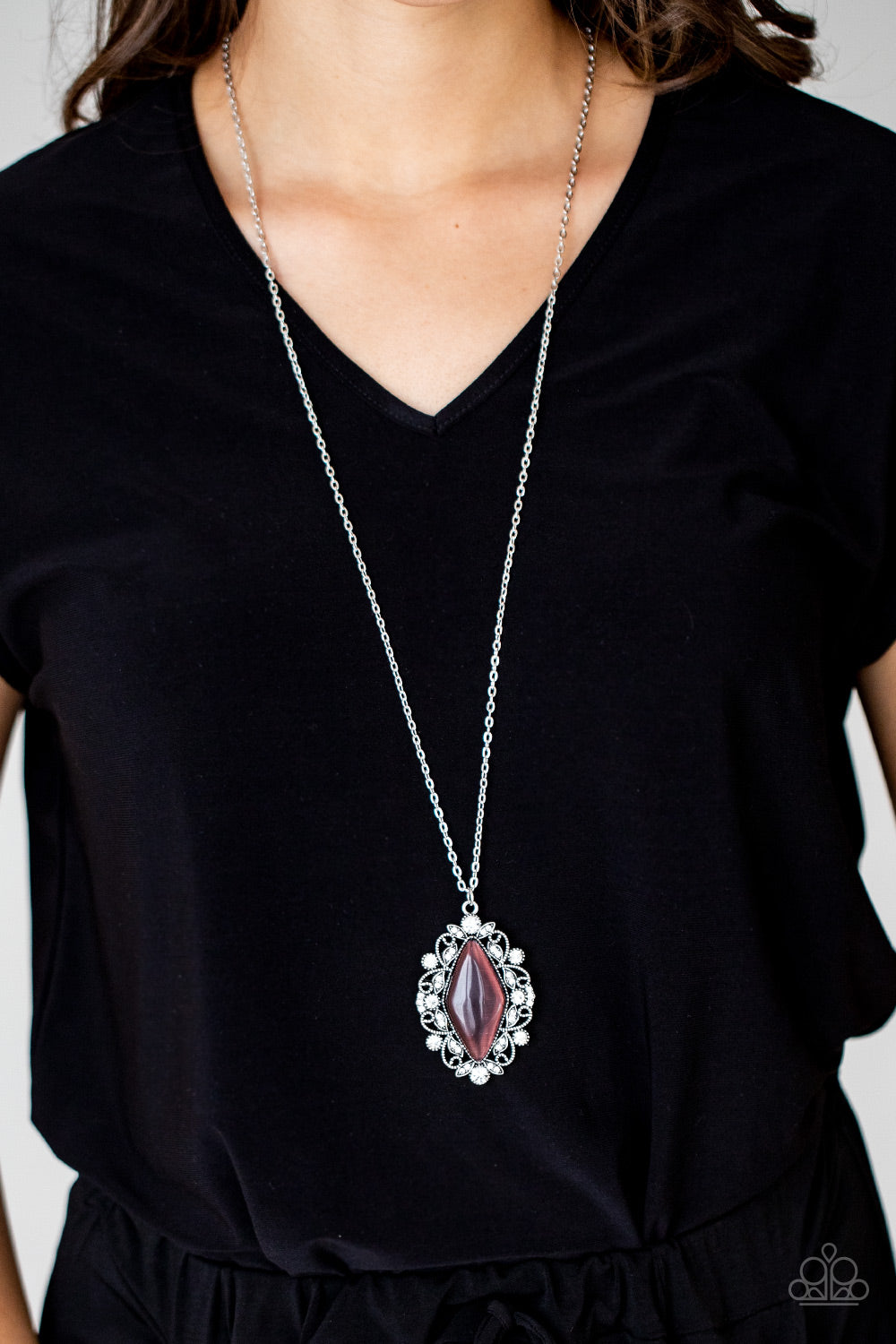 Exquisitely Enchanted - Purple Cat's Eye Necklace Paparazzi Accessories