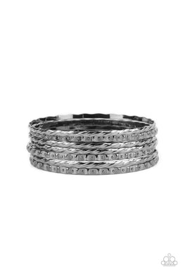 Back-To-Back Stacks - Black Gunmetal Bangle Bracelets Paparazzi Accessories