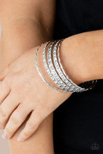 Load image into Gallery viewer, Back-To-Back Stacks - Silver Bangle Bracelets Paparazzi Accessories