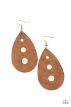 Load image into Gallery viewer, Rustic Torrent - Gold Leather Earrings Paparazzi Accessories