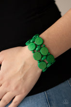 Load image into Gallery viewer, Beach Bravado - Green Wood Stretchy Bracelet Paparazzi Accessories