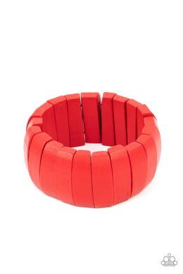 Raise The BARBADOS - Red Wood Stretchy Bracelet Paparazzi Accessories