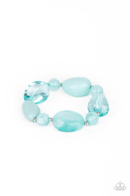 I Need a STAYCATION - Blue Stretchy Bracelet Paparazzi Accessories