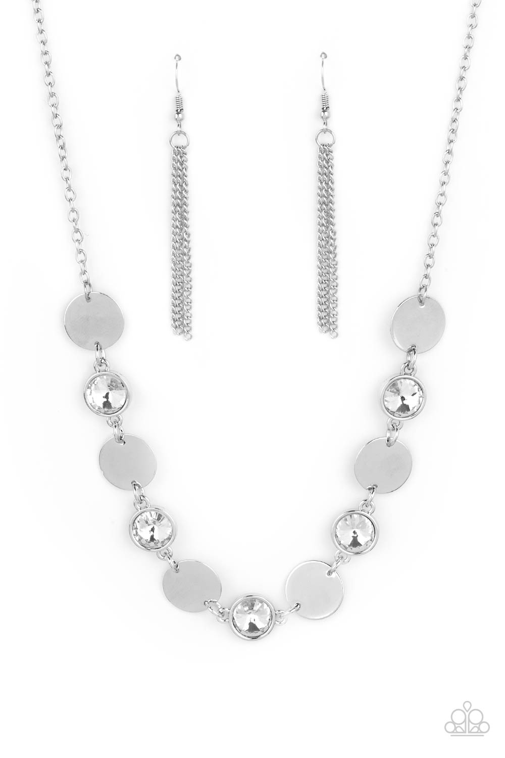 Refined Reflections - White Rhinestone Necklace Paparazzi Accessories
