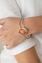 Load image into Gallery viewer, Living Off The BANDLANDS - Orange Stone Feather Cuff Bracelet Paparazzi Accessories