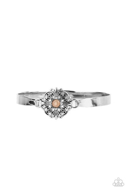 Whimsically Welcoming - Orange Cat's Eye Hinged Bracelet Paparazzi Accessories