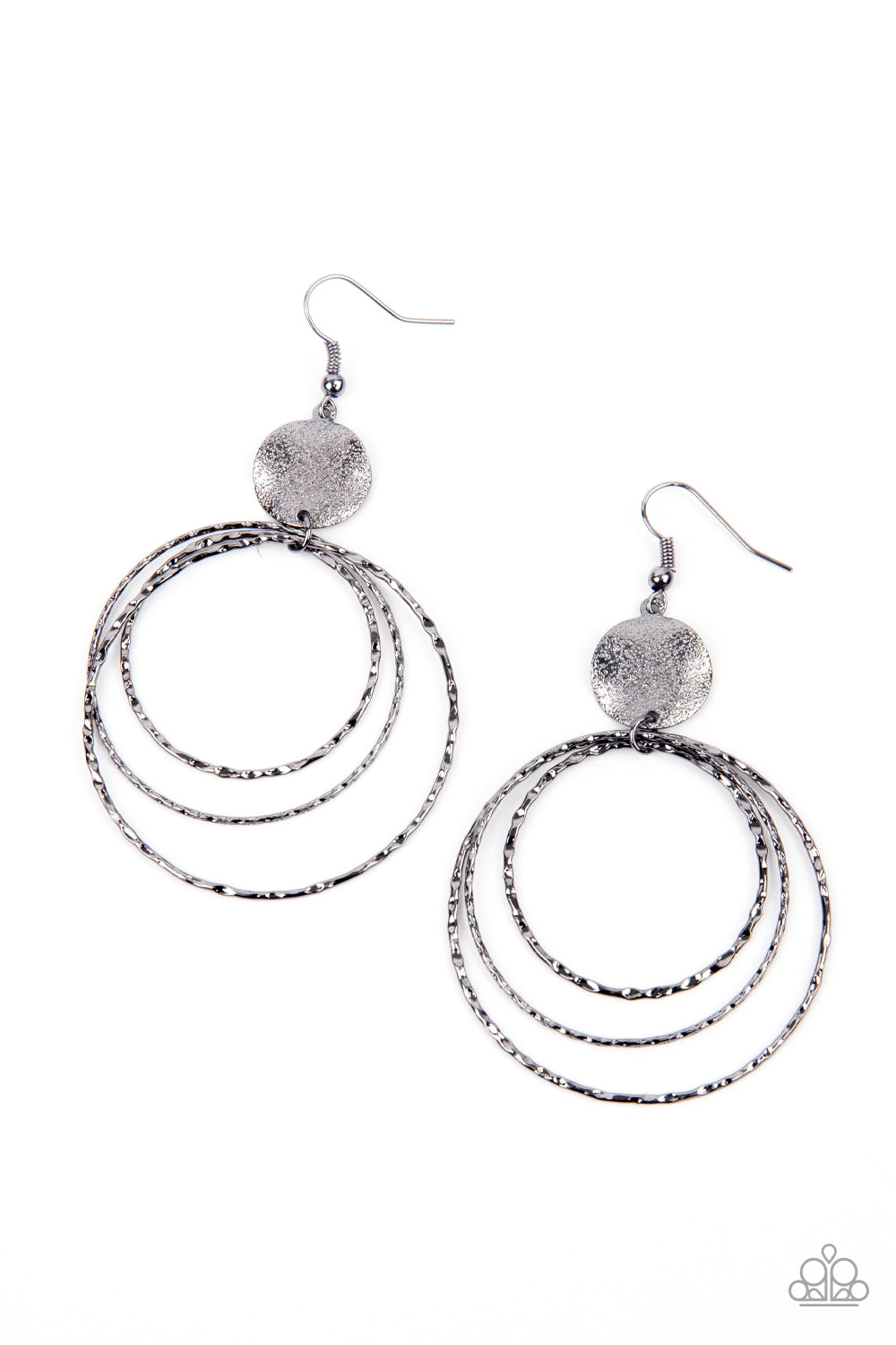Universal Rehearsal - Black Gunmetal Earrings Paparazzi Accessories