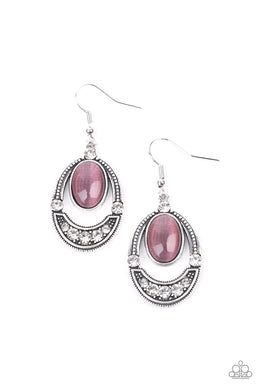 Serene Shimmer - Purple Cat's Eye Earrings Paparazzi Accessories