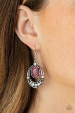 Load image into Gallery viewer, Serene Shimmer - Purple Cat&#39;s Eye Earrings Paparazzi Accessories