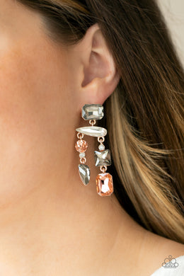 Hazard Pay - Multi Rhinestone Post Earrings Paparazzi Accessories