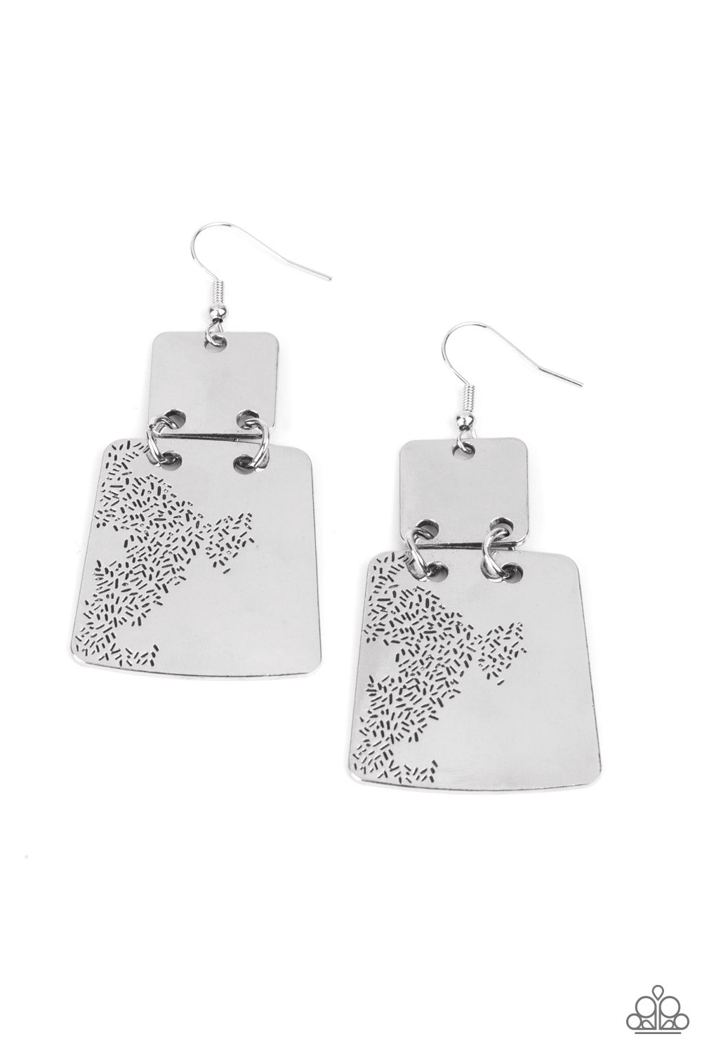 Tagging Along - Silver Earrings Paparazzi Accessories