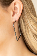 Load image into Gallery viewer, Material Girl Magic - Black Gunmetal Hoop Earrings Paparazzi Accessories