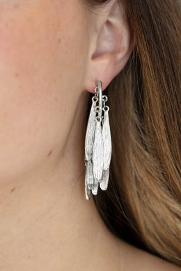 Pursuing The Plumes - Silver Earrings Paparazzi Accessories