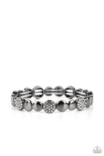 Load image into Gallery viewer, Dimensional Dazzle - Black Gunmetal Rhinestone Stretchy Bracelet Paparazzi Accessories