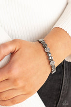 Load image into Gallery viewer, Dimensional Dazzle - Black Gunmetal Rhinestone Stretchy Bracelet Paparazzi Accessories