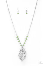 Load image into Gallery viewer, Roaming The Riverwalk - Green Stone Leaf Necklace Paparazzi Accessories