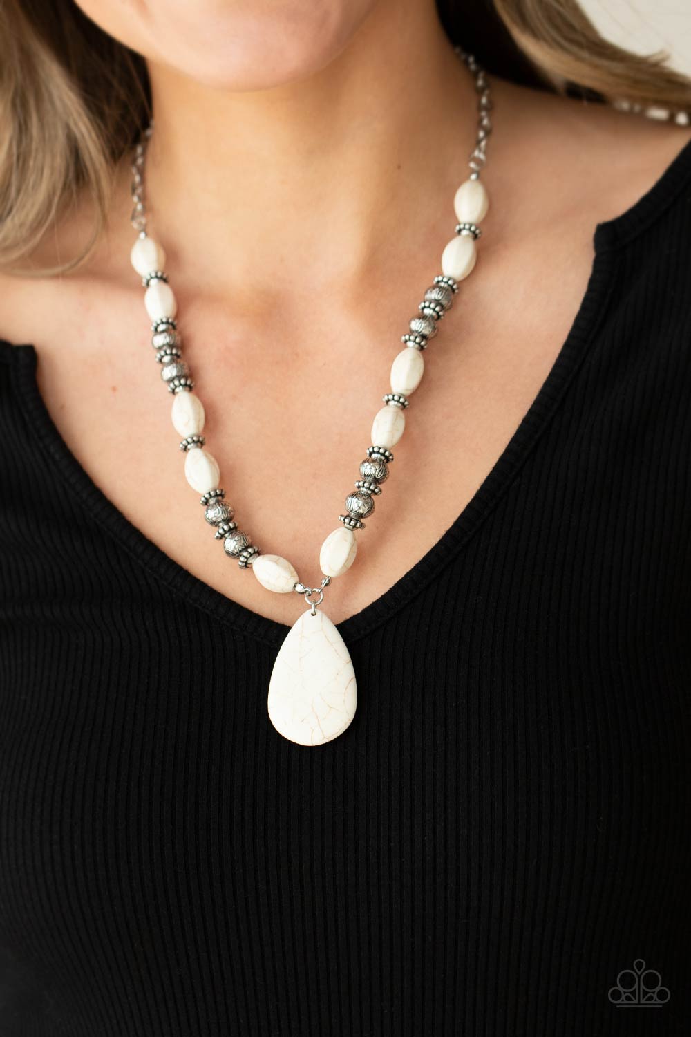 Blazing Saddles - White Necklace Paparazzi Accessories