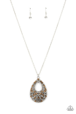 High Society Stargazing - Brown Rhinestone Necklace Paparazzi Accessories