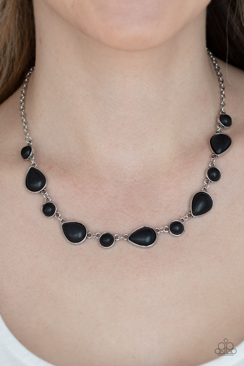 Heavenly Teardrops - Black Stone Necklace Paparazzi Accessories