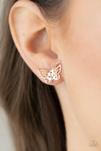 Load image into Gallery viewer, Flutter Fantasy - Rose Gold Butterfly Post Earrings Paparazzi Accessories