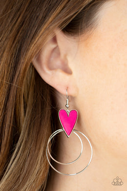 Happily Ever Hearts - Pink Earrings Paparazzi Accessories